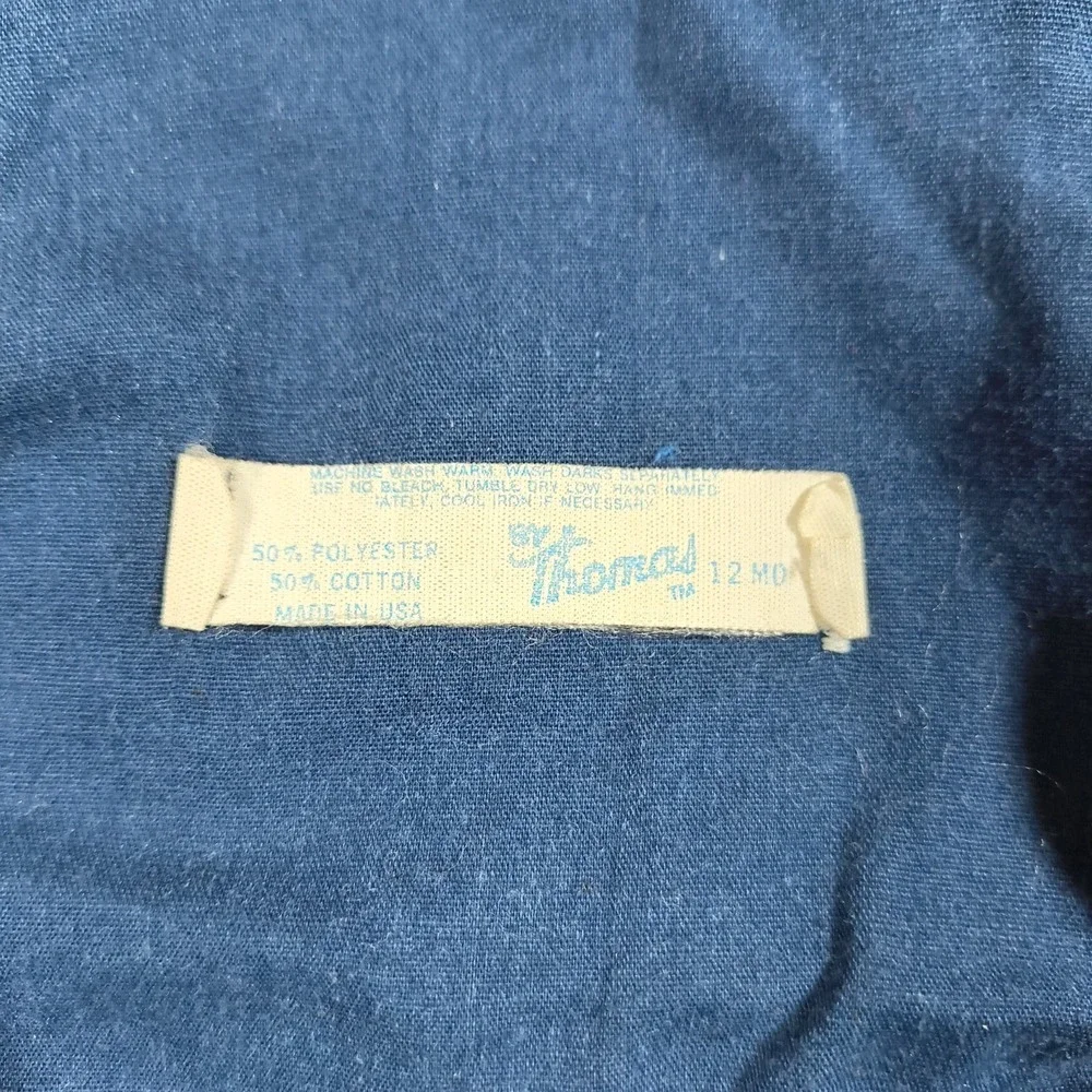 Vintage By Thomas Overalls Baby 12M Blue Pinstripe Train Cartoon Made In USA 80s